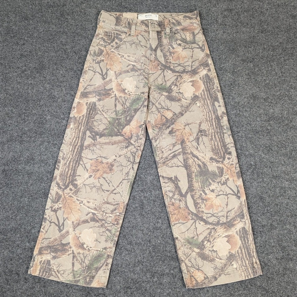 Hollister Super Baggy Realtree Camo Jeans Mens 28x30 Tan Brown Tree Print